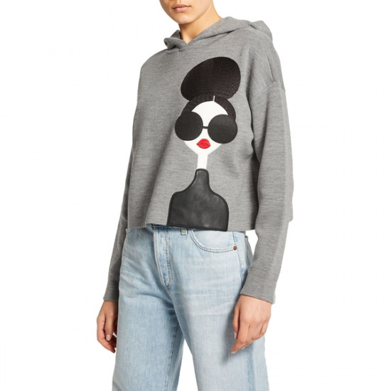 Alice+Olivia Wool-Blend Oscar Stace Face Hoodie