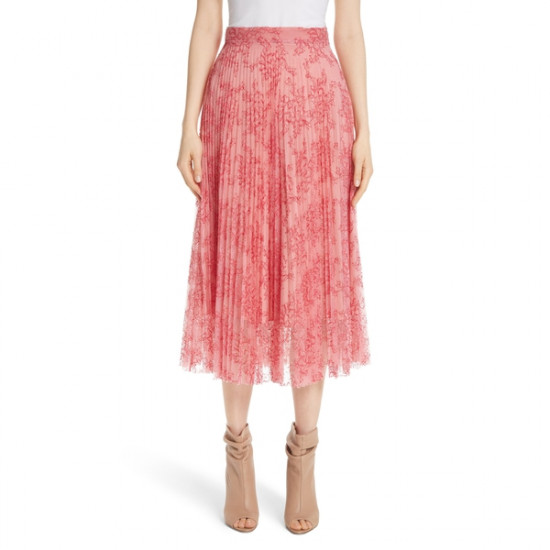 Burberry Wilton Pleated Lace Skirt