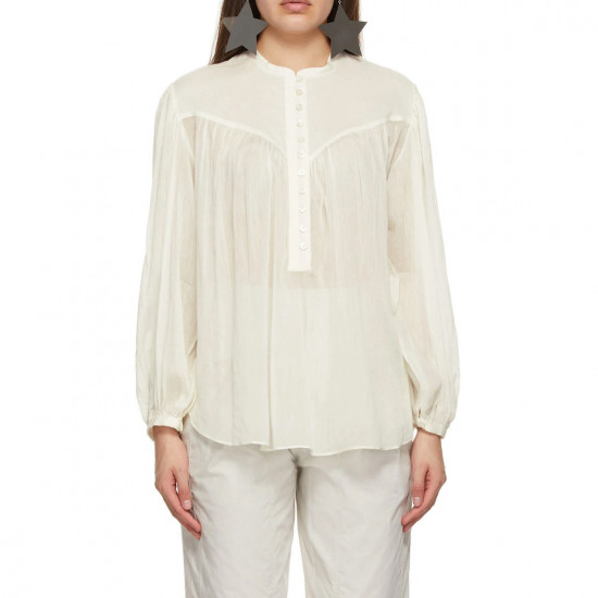 Isabel Marant Kiledia Puff Sleeve Cotton & Silk Blouse