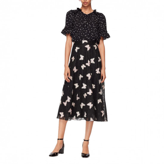 Kate Spade Butterfly Embroidered Midi Skirt