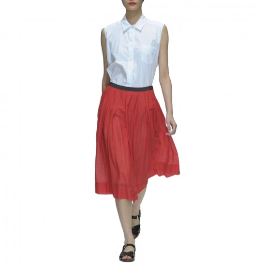 Margaret Howell Silk-Cotton Pleated Midi Skirt