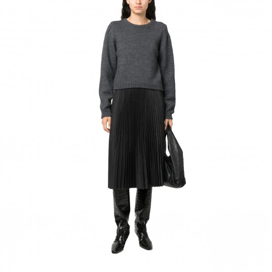 Theory Pleated Flannel Combo Midi Skirt