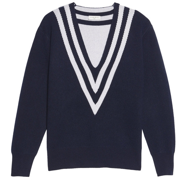 Sandro Platine Oversized Stripe V-Neck Sweater - Long Sleeved - Tops ...