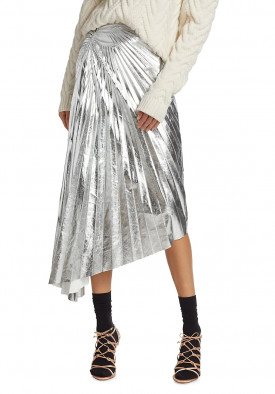 A.L.C. Tori Metallic Vegan Leather Pleated Midi Skirt