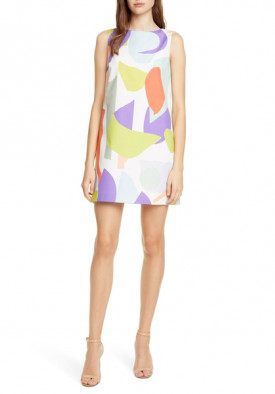 Alice + Olivia Clyde Printed Geo Collage A-Line Shift Dress