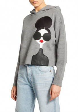 Alice+Olivia Wool-Blend Oscar Stace Face Hoodie