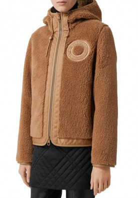 Burberry Adeney Fleece Hooded Wool-Blend Jacket