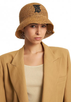 Burberry TB Raffia-Effect Crochet Bucket Hat
