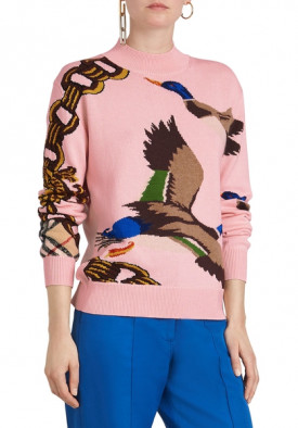Burberry Duck Intarsia Mockneck Sweater