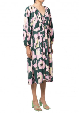 Stine Goya Heather Filigran Flower Green Midi Dress