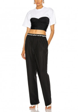 T by Alexander Wang Pull-On Logo Pleated Pants