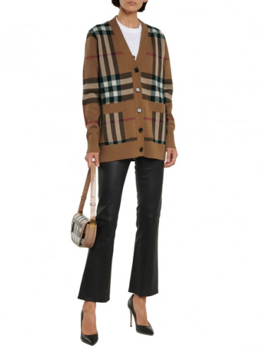 Burberry Check Cashmere & Wool Cardigan