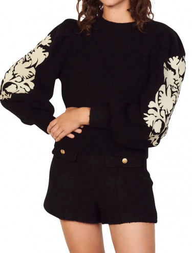 Sandro Peppy Embroidered Floral Sweater