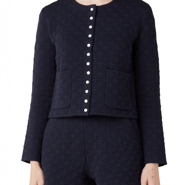 Maje Monnea Geometric Quilted Knitted Cardigan - Cardigans