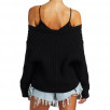 Alexander Wang Bi-Layer Satin Camisole V-Neck Cable Sweater