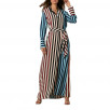 Diane von Furstenberg Carrington Stripe Pacific Long-Sleeve Floor-Length Shirtdress
