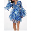 MENTI'S WRAPPED MINIDRESS IN BLUE ROSES PRINT