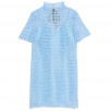 Sandro Air Short-Sleeve Neck Tie Lace Mini Dress