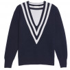 Sandro Platine Oversized Stripe V-Neck Sweater