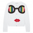 Alice + Olivia Ruthy Rainbow Staceface Glasses Appliqué Cardigan