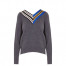 Sandro Nepeta Striped V-Neck Sweater