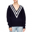 Sandro Platine Oversized Stripe V-Neck Sweater